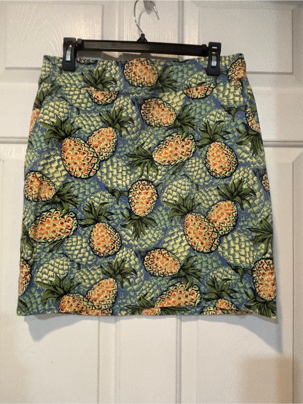 Talbots Pineapple-Print A-Line Skirt - Blue & Green